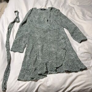 Missguided Green Patterned Mini Dress